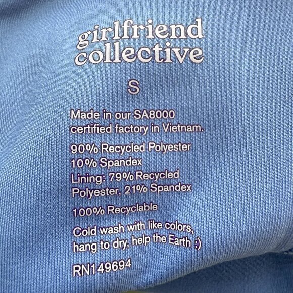 Girlfriend Collective Alpine Lola V-Neck Mini Dress Women's Small Blue Tennis - Picture 12 of 12